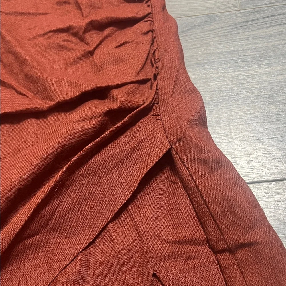 Zara Elegant linen Strapless Rust jumpsuit - Picture 4 of 16
